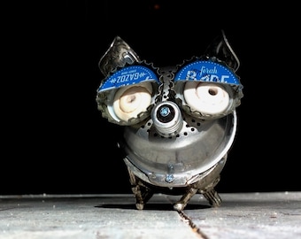 French Bulldog & Upcycled, Found object Art,Steampunk art, Junk art