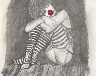 Clown in pencil sketch - Print