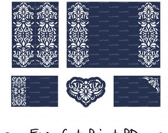 Set of 4 - Wedding invitation, RSVP card Template filigree (svg, dxf, cdr) Quinceanera, Christening, laser die cut Silhouette Cameo Cricut