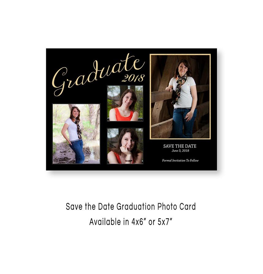 Graduation Save the Date Card Save the Date Photo Card Save