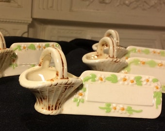Shabby Chic Floral Ceramic Place Holders, Set of 8