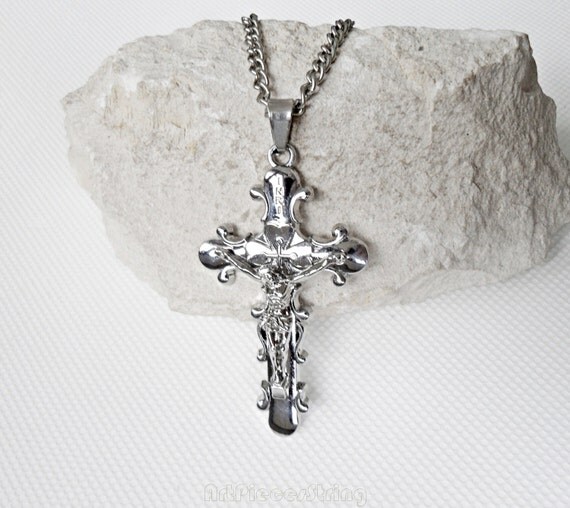 Cross Jesus Calvary Pendant Necklace Religious Inri Crucifix 7900