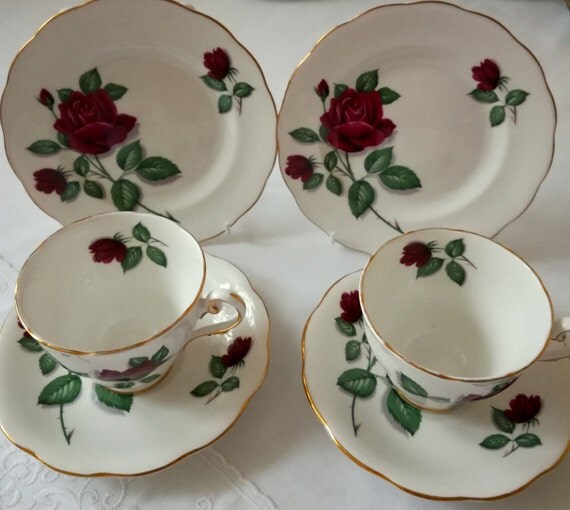 Royal Standard Red Velvet Rose Fine Bone China Cup Saucer