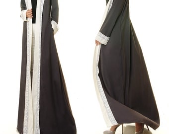 Maxi Cardigan | Grey Cardigan | Long Sleeve Cardigan Abaya | Long Duster Cardigan | Duster Jacket Kimono Robe | Open Abaya Duster Coat 6393