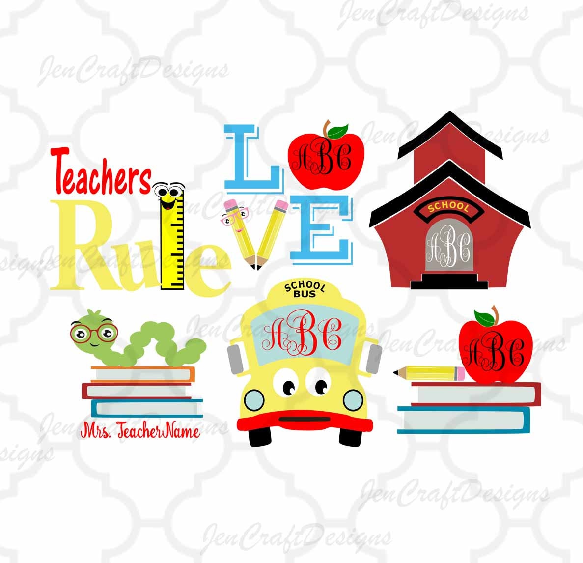 Download Back to School Monogram SVG Frames Cut Files svg, dxf ...