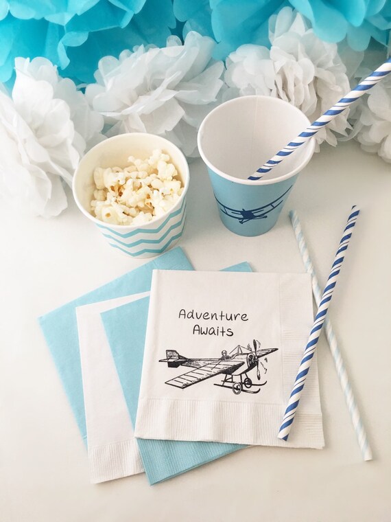 Travel Baby Shower Airplane Party Airplane Napkins Pilot