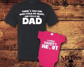 Fathers Day Gift, Father Son Matching Shirt, Dad and Baby Matching Shirts, Matching Outfits, I Stole Daddy's Heart, T-Shirt, Shirt, Tee