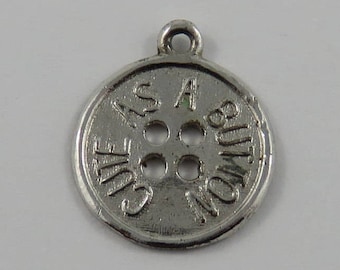 Cute As A Button Sterling Silver Silver Vintage Charm For Bracelet