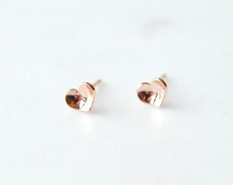 Heart Studs, Tiny Heart Studs, Rose Gold Hearts, Tiny Studs, Valentine's Day, Gift, Love, Rose Gold Studs, Simple Heart Studs, Pink Hearts