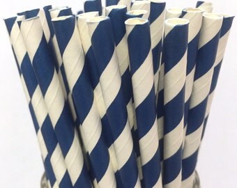 2.85 US Shipping -Navy Blue Paper Straws - Navy Straws - Navy Blue Cake Pop Sticks - Drinking Straws
