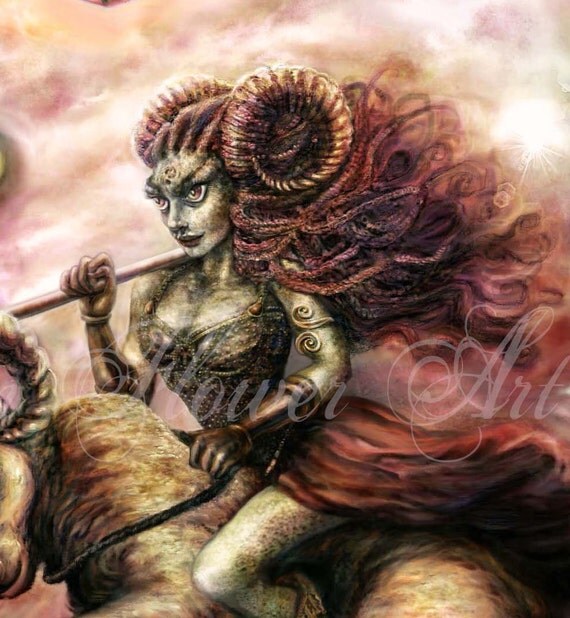 New Goddess Warrior/ Princess Zodiac Aries Beautiful A3 Art