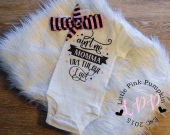 Baby Girl Clothes, Ain't No Momma Like the One I Got, Mama's Mini, Black and Pink Coming Home Outfit, take home outfit, trendy baby clothes