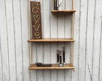 wall shelves, floating shelves, wood shelves, wood and rope shelves, wooden shelf, rope shelves, hanging shelves, book shelves.