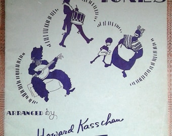 1938 piano sheet music book "Famous American Tunes" by Howard Kasschau rare vintage book, classic Americana musical book vintage literature