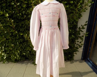 Smocking dress, girl, dress col Claudne, long sleeves, dress girl, style, Stranger things, girl 6 years, 8 years, 10 years, 12 years, hand smocking, embroidered hand