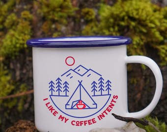 Enamel Mug - Funny Camping Enamel Mug - Pun Coffee Mug