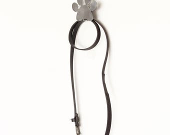 Paw Print Metal Wall Hook Leash Holder | rustic decor pet dog lover cat lover