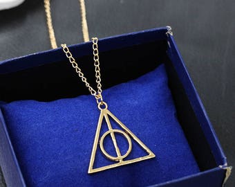 The Deathly Hallows Necklace Pendants, KC Gold, Harry Potter, Students Gift, Magic