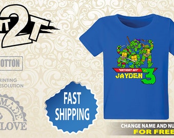 Ninja Turtle Birthday Shirt, TMNT Custom Name and Number 1st 2nd 3rd 4th 5th 6th 7th Birthday toddler, Boys birthday ninja turtles
