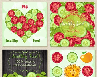 Healthy food instagram banners Web banners set Vegetarian instagram template Vegetables Organic food Instant download Social media sign