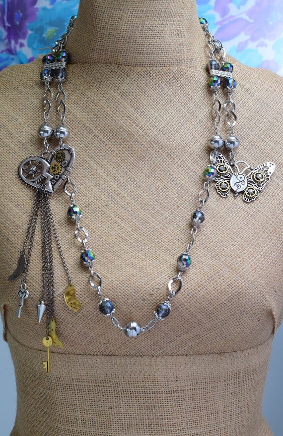 Crystal Moon Steampunk Jewellery Necklace by Attraxionz steampunk buy now online