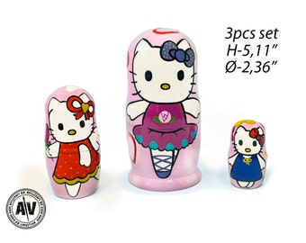 Hello Kitty Nesting dolls Hello kitty birthday gift Hello kitty Matryoshka doll Hello kitty decorations Hello kitty art Hello kitty gifts