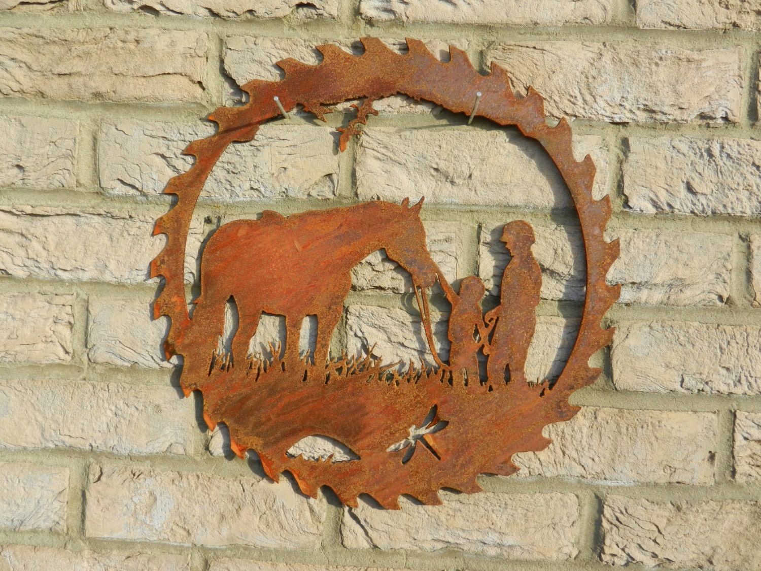 Horse Circular Saw blade Art / Rusty Metal Art / Garden