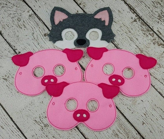 Three Little Pigs and Wolf Mask Set