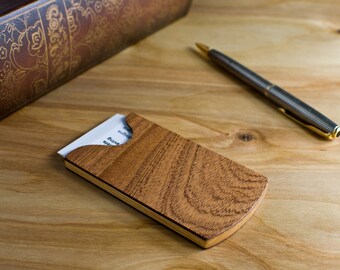 FLASH SALE Handmade Wooden Business Card Holder Sapele