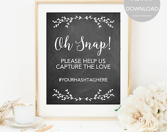 Wedding Hashtag Sign, Hashtag Wedding Sign, Printable Hashtag Sign, Instant Download Hashtag Sign, Hashtag Sign Template, Hashtag Sign PDF