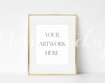 8x10 DIGITAL Gold Frame Mockup (Portrait) - Stock Photo, Styled Photography, Mock up, prints, illustration, INSTANT DOWNLOAD
