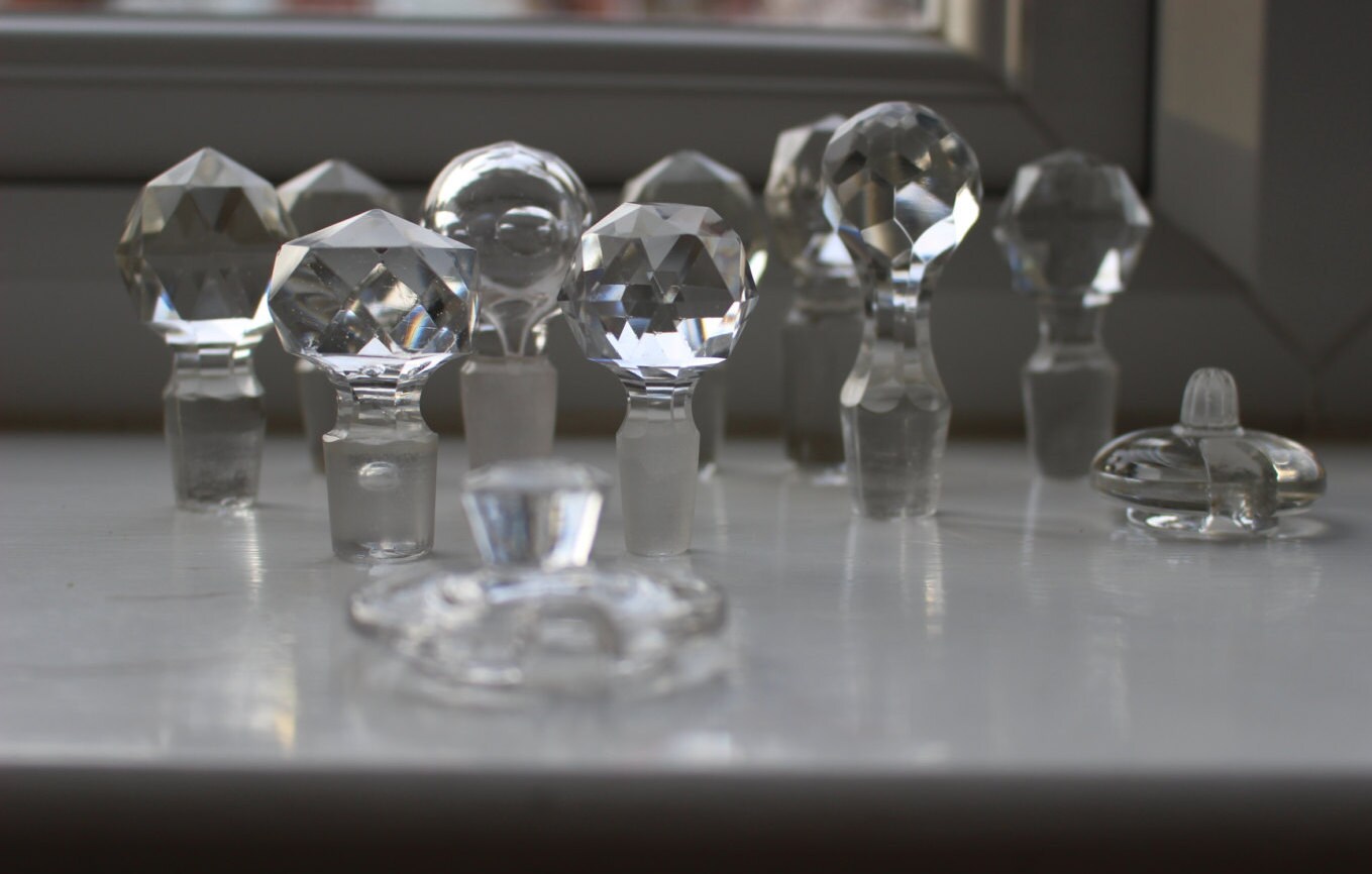 Antique Glass Bottle Stoppers Inc Vintage Cut Glass Bottle