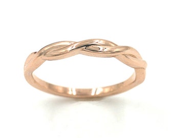 Twist Wedding Band.Rose Gold Wedding Band.Solid 14k Rose gold,White gold,Yellow gold Band.Simple Wedding band.White Gold Wedding Band.