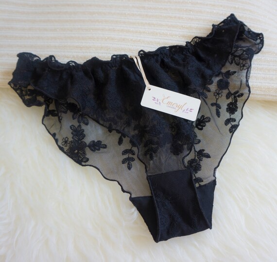 Black lace frill panties 911