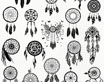 Dreamcatchers - 20 svg/dxf/eps/studio/png - Silhouettes, cutting files, clipart, vector files - Dream catcher svg dreamcatcher silhouette