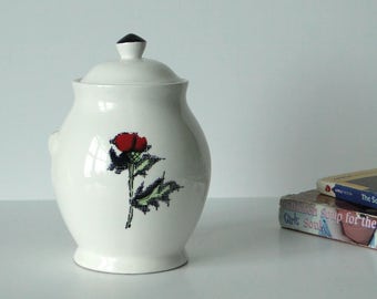 Tachikichi, Ceramic, Red, Rose, Canister, Jar, Storage