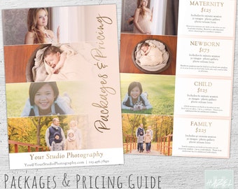 Photography Pricing Guide, Photoshop Template, Marketing, Price Sheet, Photography Pricing Template, Photographer, Price List, 5x7