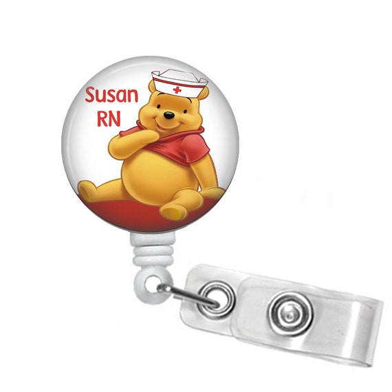 Personalized Nurse Winnie The Pooh Badge Reel Personalized 