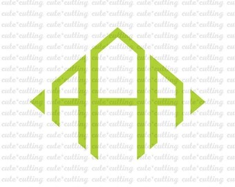 Diamond Monogram letters font svg, Initials svg dxf jpeg cutting files for Silhouette Cameo, Portrait, Curio, Cricut