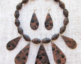 Leather necklace Leather choker Chunky necklace Leather jewellery Tribal necklace Vintage necklace Statement jewellery Handmade necklaces