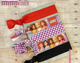 Lego Hair Ties, Party Favors, Friends Hair Ties, Girl Lego Hair Ties, Elastic Hair Ties, Yoga Hair Ties, Ponytails, No Crease Ties, Cartoon
