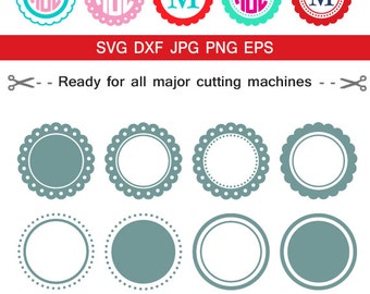 Circle monogram frames svg, Monogram Frames svg cut files,svg png dxf eps jpg, cuttables for cameo silhouette studio cricut