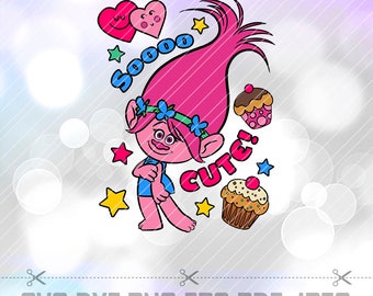 Trolls Poppy Clip Art LAYERED SVG DXF Png Eps Vector Cut Files Cricut Designs Silhouette Cameo Birthday Party Decorations Vinyl Tshirt Decal