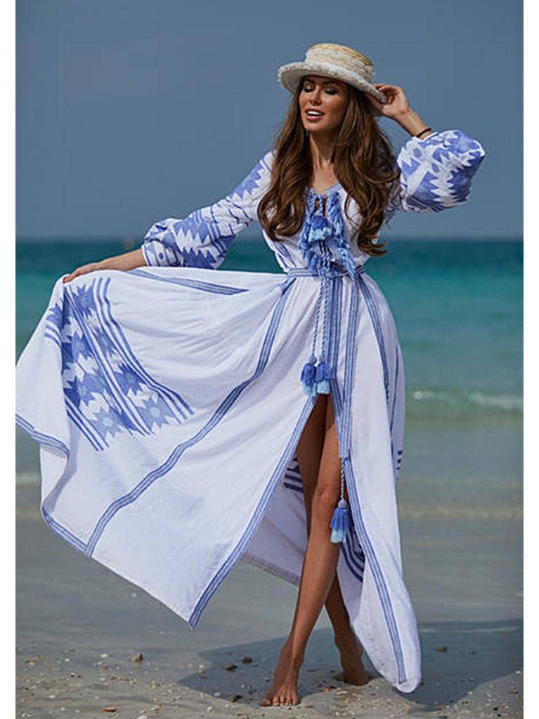 Maxi linen Beach dress Summer Holiday Trip Full length dress