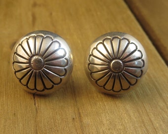 Vintage Southwest Stud Earrings Sterling Silver Artisan 5.1 Grams