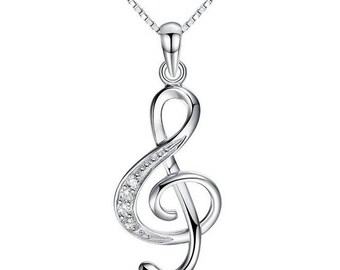 Treble Clef Pendant Necklace