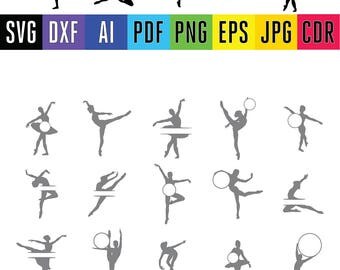 20 Ballerina SVG Ballet dancer Ballet Dancer svg Cut files for Silhouette Cricut, svg files, Monogram frames svg Circle monogram Svg Dxf Png