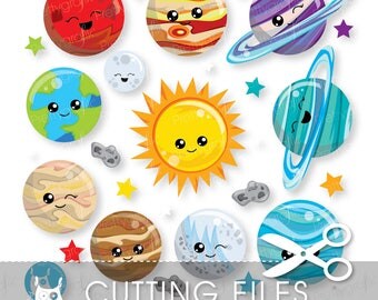 Solar system cutting files, svg, dxf, pdf, eps included - cutting files for cricut and cameo - Cutting Files SVG - CT1024