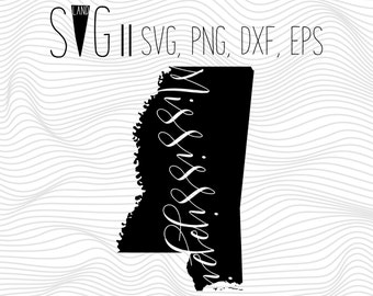 Mississippi Svg, State Svg, Font Svg Files For Silhouette For Cricut, SVG EPS PNG Dxf Vector Cutting Files Vinyl Decal, Monogram Svg