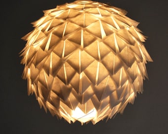 Hanging paper lamp/lighting handmade/Charcoal grey paper lamp/Japanese lamp « Grey Cactus Flower».